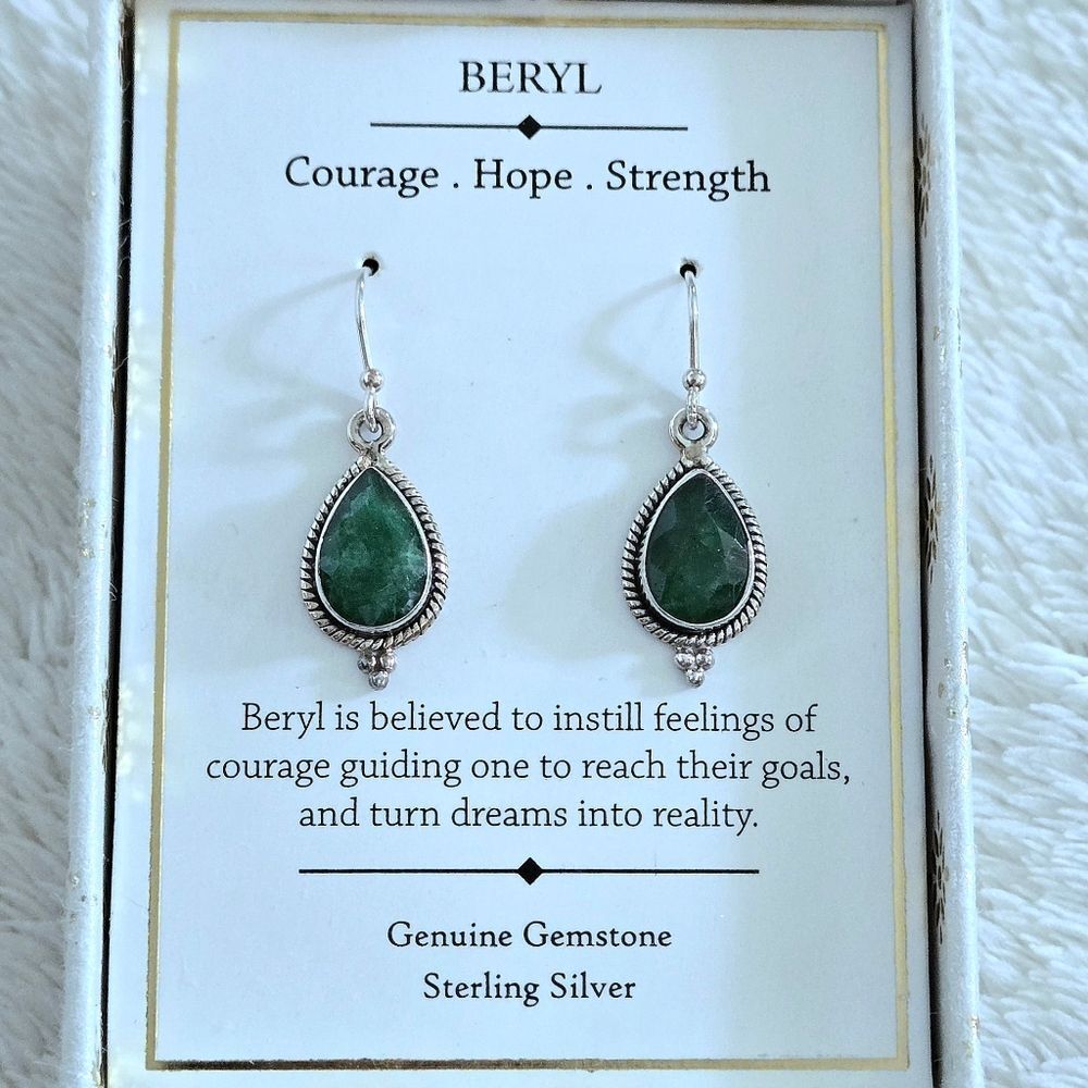 Shivam Beryl Emerald💚 Teardrop💧Earrings - NIB